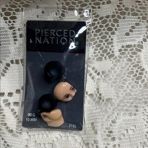 Pierced Nation Black Ear Gauges with Doll Parts Design 00G